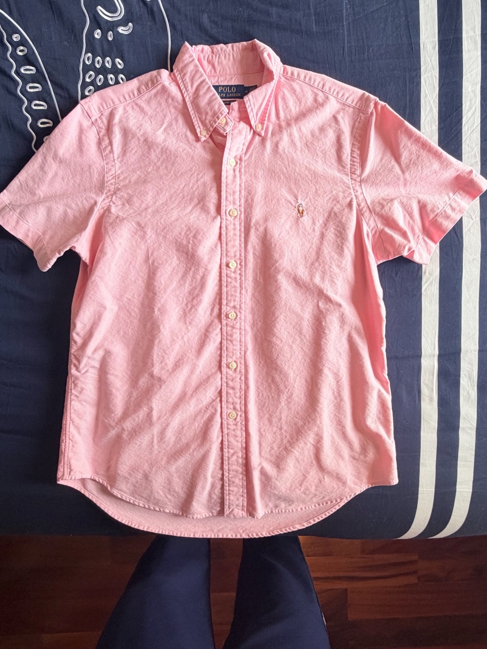 Ralph Lauren Pink Short-Sleeve Button-Down Oxford Shirt
